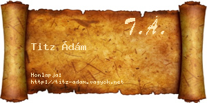 Titz Ádám névjegykártya